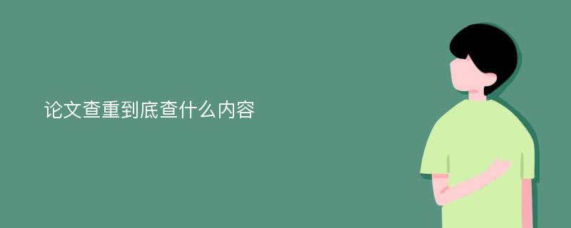 论文查重到底查什么内容