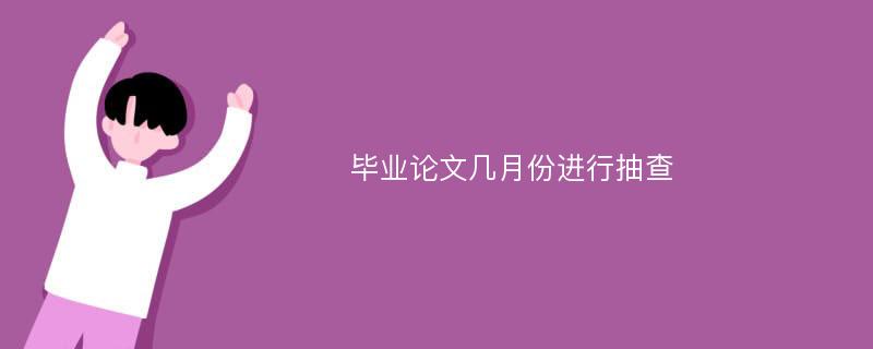 毕业论文几月份进行抽查